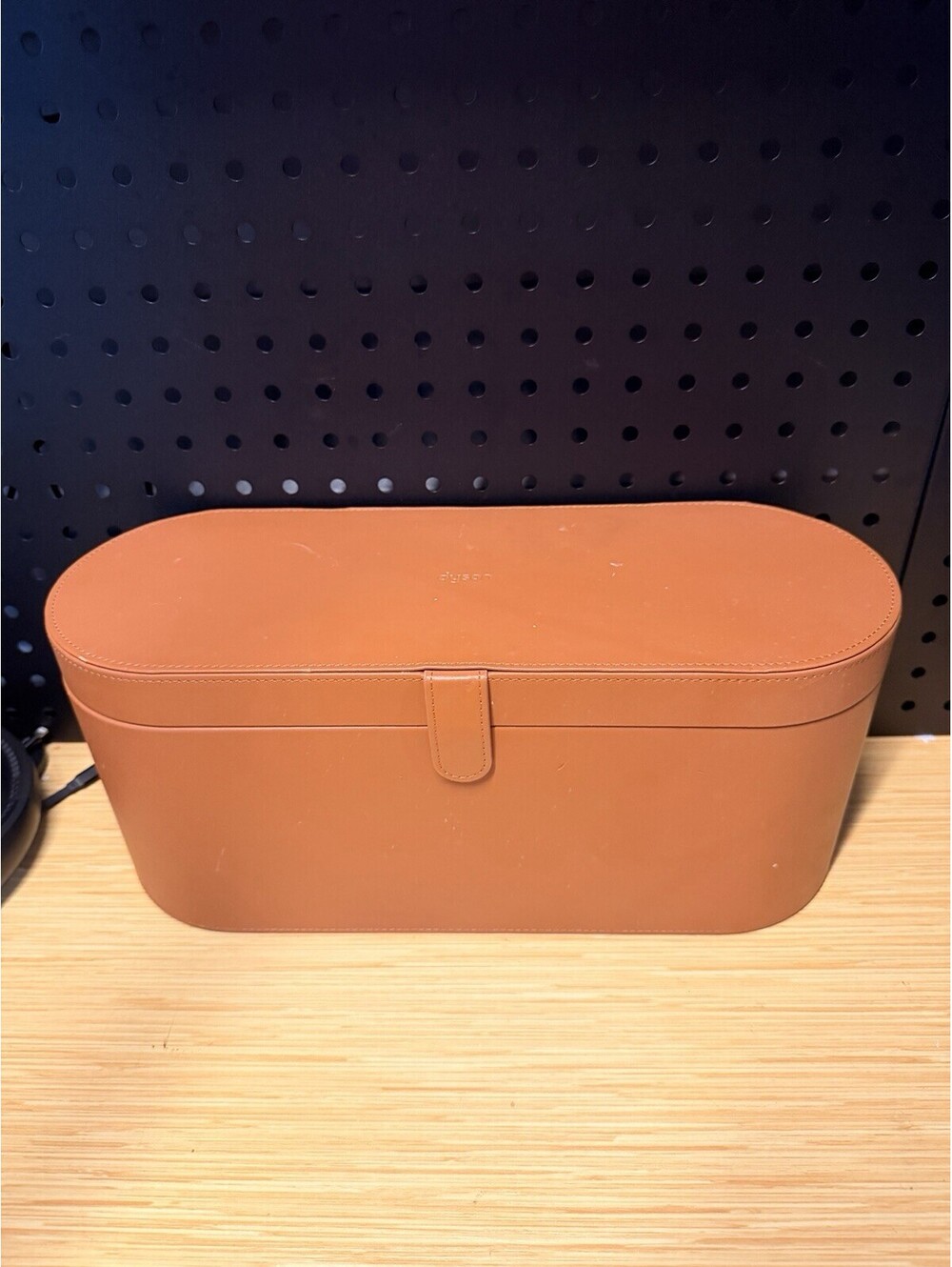 Dyson Airwrap Styler Faux Leather Large Storage Hard Box Tan Brown Case Only